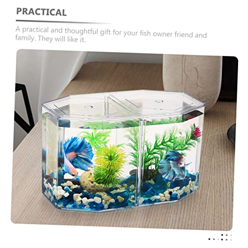 POPETPOP Transparent Betta Fish Isolation Box Professional Aquarium Breeding Tank for Fish Double Space Structure for Breeding and Isolation Home Aquariums