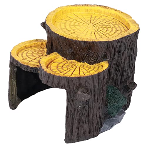 1 Piece Artificial Aquarium Stump, Non-Toxic Resin, Food Platform, Stable, Realistic Design, Terrarium Cave Ornament for Shelter