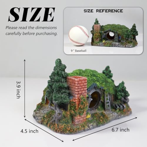 Hobbit Fish Tank Decorations Reptile House Hidden Hole Landscaping for Aquarium and Reptiles Decorations Mini Garden Decorating Two Sizes (S) - color: Hobbit-s