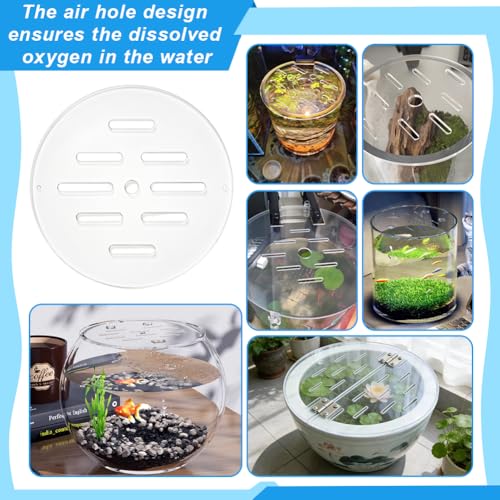 OLYCRAFT Acrylic Aquarium Anti-Jumping Lid Cover 8.7 Inch Round Aquarium Protection Lid Clear Acrylic Plate Fish Tank Covers with Hole Aquariums Cover Lids to Prevent Fishes for Turtles Shrimps Fish - size: 8.7 Inch