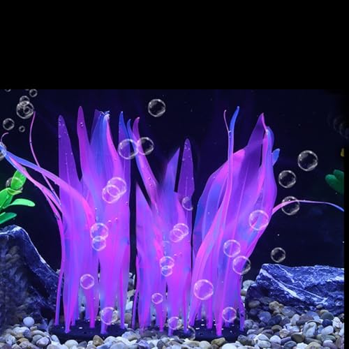 3Pcs Soft Silicone Aquarium Plants Set Glowing Kelp Fish Tank Plants Decor Artificial Pink Aquarium Plant Simulation Artificial Water Grass for Fish Tank,7.08in9.84in16.9in - color: Pink, size: 7.08in/9.84in/16.9in