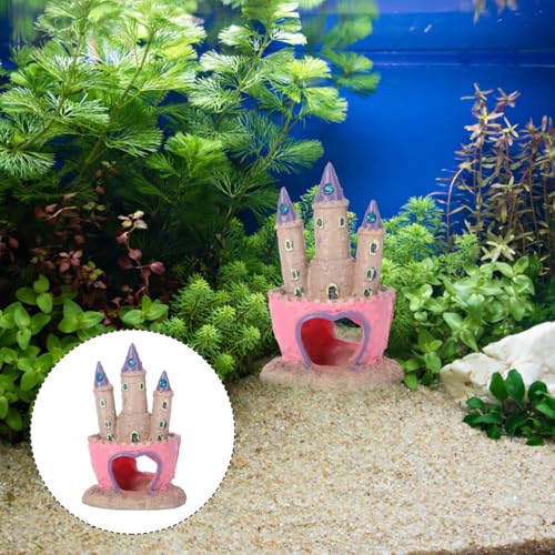 Didiseaon Castle Fish Tank Ornament Aquarium Decoration with Hidden Cave Resin Landscaping Castle Model for Fresh and Saltwater Fish Tanks 4.52X2.95X2.36 Inches