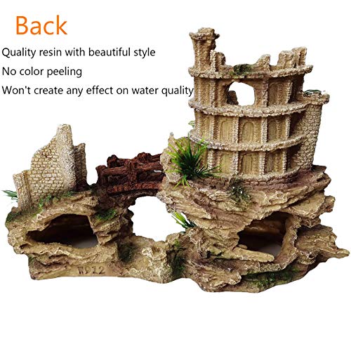 Hamiledyi Aquarium Antique Roman Column Castle Stone Cave Decorations, Fish Tank Artificial Resin Ruins European Ornaments, Large Landscaping for Betta Hide Play - style: Aquarium Castle Decoration