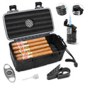 Flauno Travel Humidor - Portable Case Kit with Lighter (Without Gas), Cutter, Holder, Humidifier & Dropper, Waterproof, Crushproof, Airtight Seal (Holds up to 15 Cigars) - size: Holds up to 15 Cigars with Cigar Lighter