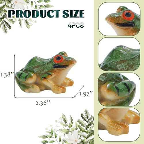 4pcs Miniature Green Frog Figurines Simulated Small Animal Resin Garden Sculpture Cute Funny Frogs Indoor Outdoor Realistic Statue for Micro Landscape Fish Tank Terrarium - style: Frog