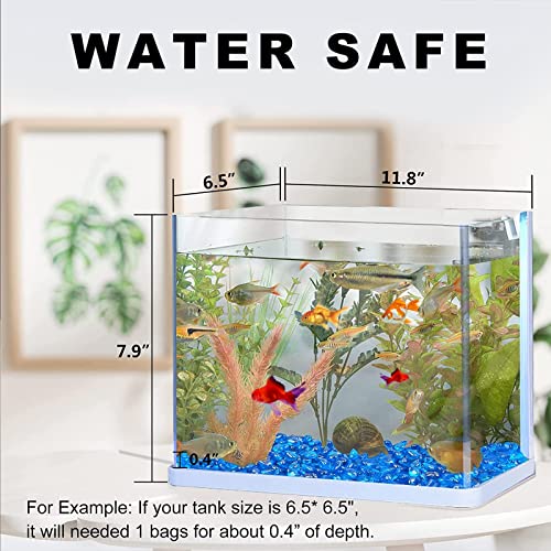 Keedolla Fish Tank Rocks Beads Aquarium 0.93LB, Clear Glass Pebbles Stones Gravel for Vases Fillers, Garden, Aquarium, Betta Fish Turtle Tank, Succulent Plants Decor - Sea Blue - color: Sea Blue, size: 0.93 Pound