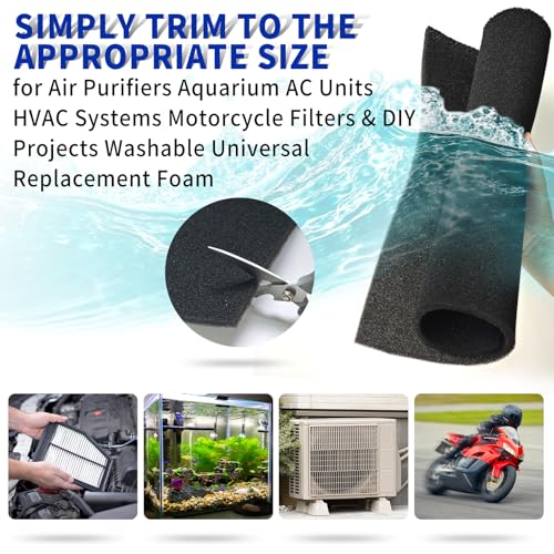 30 PPI Air Filter Foam Sheet 24.5"x12"x3/8" for Air Purifiers Aquarium AC Units HVAC Systems Motorcycle Filters & DIY Projects Washable Universal Replacement Sponge 2PCS
