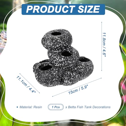 Aquarium Decorations Rocks, 5.9x4.4x4.6 Inch Betta Hide Resin Realistic Fish Tank Ornaments, (Grey), Intended for Small Fish/Shrimp/Guppy - size: 5.9x4.4x4.6 Inch