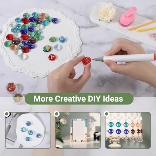 SUREAM 1 LB Glass Marble Beads, Assorted Mix Colors Firepit Glass Rock, Decorative Flat Marbles for Vases Fillers Aquarium Fish Tank Rocks DIY Crafts Table Scatter Decor - color: Colorful
