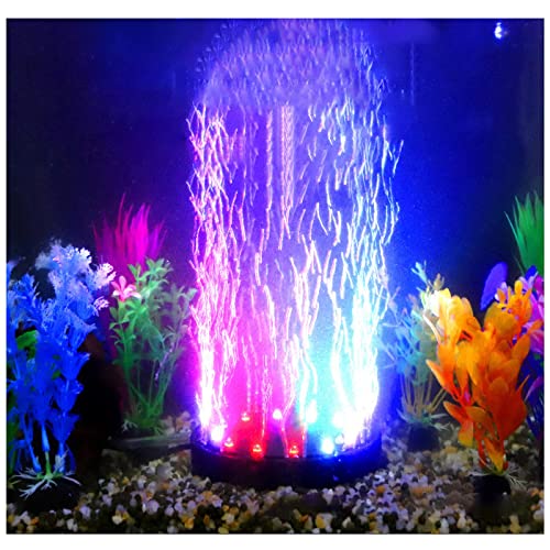 4.92 inch 12 LEDs Fish Tank Light, Bubbler Stone, LED Aquarium Lights, Air Stone Disk, Submersible Fish Tank Aquarium Decorations Accessories, Underwater Round Small Bubbles Lamp for air Pump
