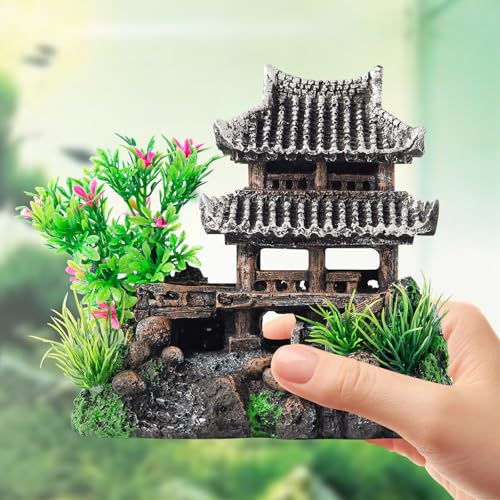CousDUoBe 9Pcs Resin Castle Decorations Set，Realistic Fish Tank Castle with Eco-Friendly Design,Fish Tank Decorations Aquarium Accessories