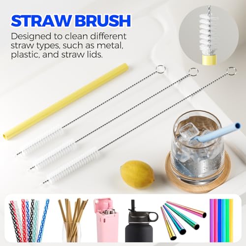 6 Pack Holikme 4 in 1 Cup Lid Cleaning Brush Set with 3 Straws, Multifunctional Bottle Brush, Silicone Cup Lid Gap Cleaner, Durable Bristle Crevice Cleaning Brush, Yellow - color: Yellow