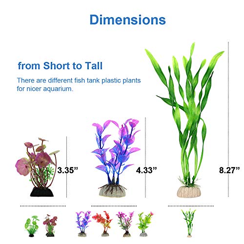 Aquarium Decorations Set, Fish Tank Decor with Artificial Plants and Resin Ornaments, Betta Fish Tank Accessories for Small Tanks, Soft Safe Plastic Plants with Hideout Cave Décor(Ornaments set #2)