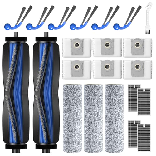 T80 OMNI Replacement Parts for ECOVACS DEEBOT T80 Omni/for Yeedi M14 Plus Robot Vacuum and Mop, includes Main Brushes, Roller Mops, Hepa Filters, Dust Bags, and Side Brushes - style: T80 Omni