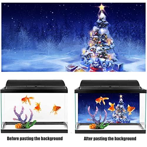Christmas Aquarium Background Christmas Tree Art Painting Sticker, Fish Tank Background Wallpaper Decoration, Thicken 3D Effect PVC Adhesive Poster,91x61cm