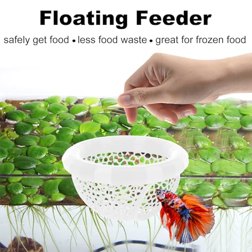 Floating Betta Hammock and Feeding Ring, Aquarium Beta Hideout, Cave, Bed, Resting Spot, Betta Fish Toys and Decor - color: Round-White
