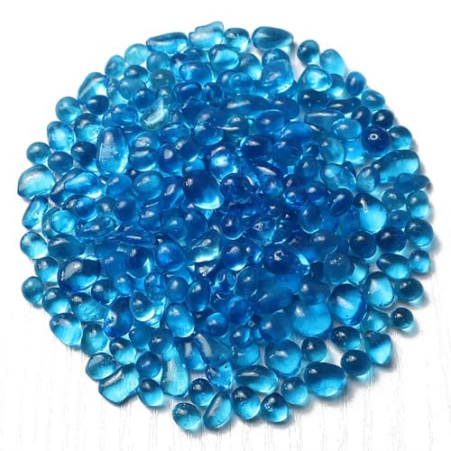 Glass Stones, 1Lb/460g Irregular Sea Glass Pebbles Non-Toxic Artificial Crystal Gemstones for Aquarium Turtle Tank Vase Filler Terrarium Flowerpot Decoration, Lake Blue - color: Lake Blue
