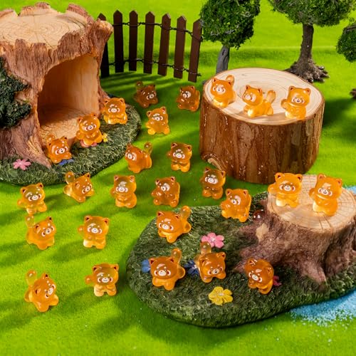 60 pcs Mini Resin Raccoon Many Styles Variety Tiny Luminous Animals Figures Miniature Little Small Animal Figurines Bulk for Micro Fairy Garden Landscape Accessories Hide Crafts Decor Aquarium - color: Raccon-60p