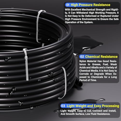 TAILONZ PNEUMATIC Black DOT 1/4 Inch od 10 Meter 32.8ft Nylon Air Tubing Kit Pipe Hose Air Line Tubing Or Fluid Transfer Pneumatic tubing - size: 1/4"OD, style: Black Nylon Air Hose