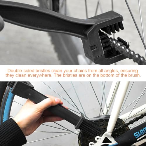 Ziciner Motorcycle Chain Brush, Bike Chain Cleaning Brush with Double-Ended Brushes, Durable Motor and Bicycle Chain Gears Maintenance Cleaning Tool, Motorcycle Accessories (Black) - color: Black