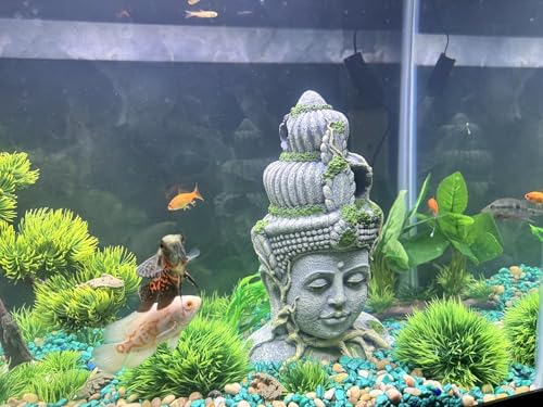 Aquarium Buddha Head Statue Decorations,Fish Tank Resin Large Buddha Sculpture Ornament,Betta Hideout Cave Sleep Rest Play for Small Fish Shrimp Lizard Gecko Small Reptile(3 Pack)