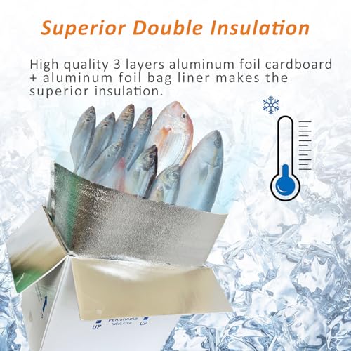 Insulated Cold Shipping Boxes with Liners, 4 Pack 26'' x 11'' x 19'', for Perishable Frozen Food, White (TB261119L-4) - size: 26x11x19'', style: 4 Pack