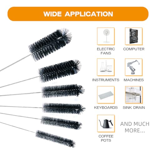 Brush Family Straw Cleaner Brush Set,6 Piece 12" Long Pipe Tube Bottle Brushes for Cleaning Narrow Neck Bottles,Coffee Maker,Glass Cups - size: 12 inch large diameters set (6pcs)