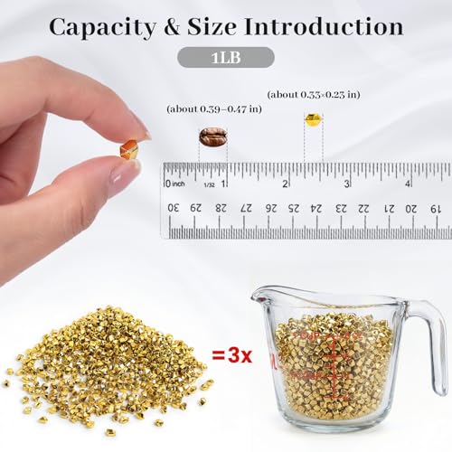 DomeStar 4200PCS Gold Fake Ice Rocks, 1LB Acrylic Crushed Ice Rocks Mini Fake Diamonds for DIY Craft Wedding Vase Fillers 0.33" x 0.23" - color: Gold