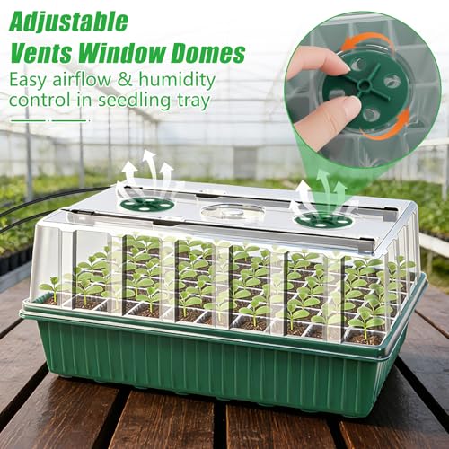 2 Set 120-Cell Seed Starter Tray with Grow Light, Self-Watering Seed Starter Kit with Humidity Dome, Adjustable Brightness Timed Seedling Starter Plant Germination Trays Indoor - size: 2pack