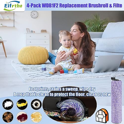 WDB1F2 Replacement Brushroll & Filte Bundle for Shark WD101 WD201 WD100 WD200 AW201 WD200C WD201C WD101C AW261 wd160 HydroVac XL 3-in-1 vacuum cleaner, compare parts WDB1, WDB2, WDFF1, WDFF2, WDB1F2 - color: wd101(3+3)
