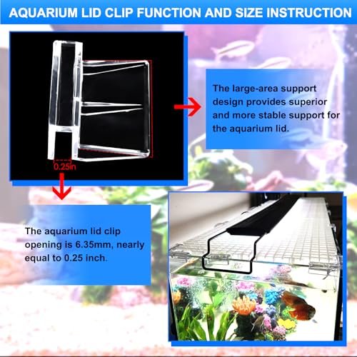 NestBasics 6pcs Transparent Aquarium Lid Clips,Rimless Fish Tank Glass Cover top Support,Aquarium Hood Holder, Acrylic and Glass Aquarium top Clips,fit 5-6mm Thickness Glass - size: 6pcs 5-6mm clips