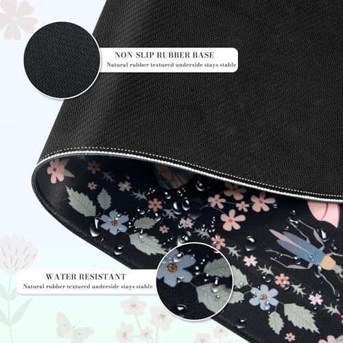 iCasso Black Large Mouse Pad, Desk Matt for Desktop, XXL Desk Mat for Keyboard and Mouse, Anti-Slip Big Mousepad Computer Mat with Stitched Edges(Insects) - color: Insect-black