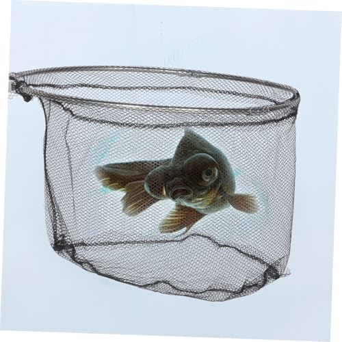 4pcs Soft Flexible Fishing Landing Net Replacement Head, Foldable Deep Stainless Steel Mesh, 40cm Round Black Net, Freshwater and Saltwater Fishing Accessory