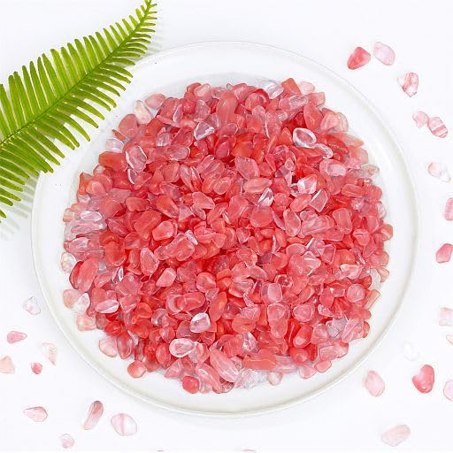 Cherry Quartz 1LB Aquarium Gravel Rocks Bulk Wholesale Tumbled Crystals Stones Chips Crushed Reiki Energy Balancing Gemstones for Planters Vase Filler Fountain Fish Tank Potted Decor - color: Cherry Quartz, size: 1 Pound