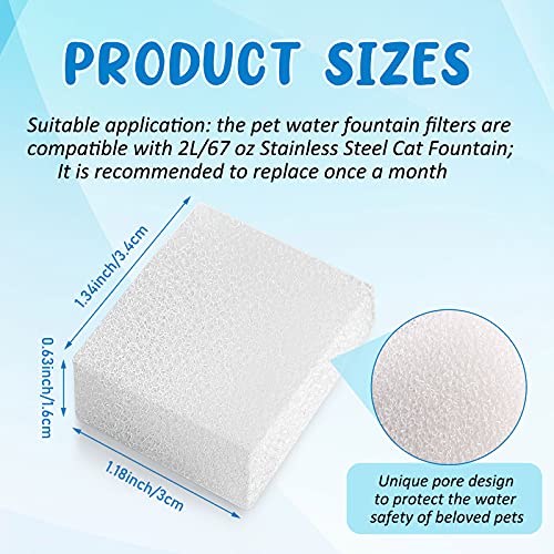 Mudder 12 Pcs Cat Water Fountain Filter Pre Filter Sponge for 67oz/ 2l Pet Water Fountain Trimmable Foam Filters for Dog Cat, Block Shape