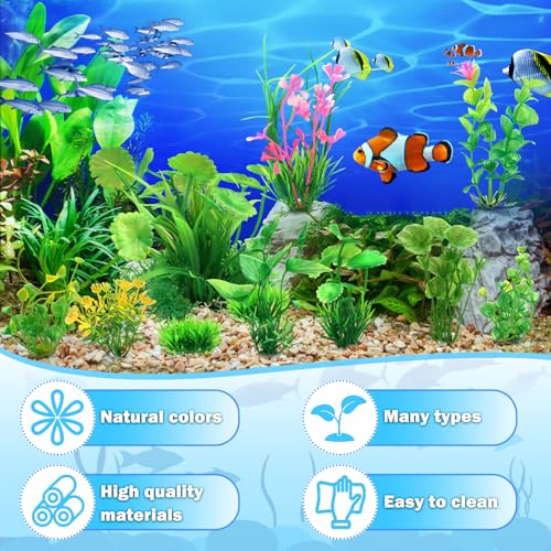 QUOZUO Fish Tank Accessories Aquarium Decorations Green Plants, 11cs Small Goldfish Turtle Tank Decorations Artificial Plants, Aquarium Decor Plastic Grass Plant - color: Green