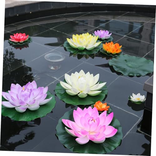 Luxshiny 2pcs Floating Aquarium Lotus Leaves Artificial Pond Decor Eva Material 40cm 60cm Realistic Fish Tank Lily Pads for Fishpond Water Garden Display