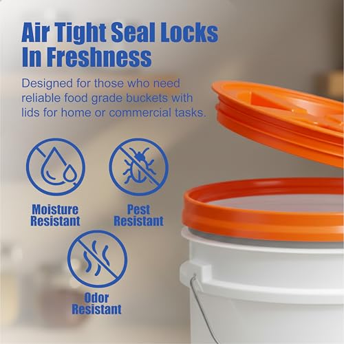 ePackageSupply 3.5 Gallon Bucket with Lid - Food Grade Bucket with Airtight Gamma Seal Screw-On Lid, 90 Mil Heavy Duty HDPE Plastic, BPA Free, for Bulk Food Storage, Made in USA - Orange, 1 Pack - color: Orange, size: 1 Pack