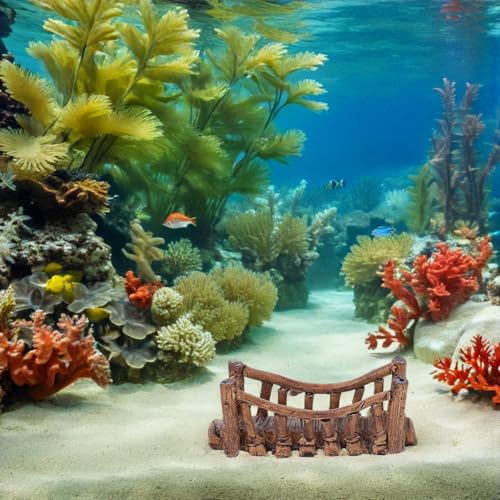 SHINEOFI 2pcs Mini Aquarium Bridge Decor – Ceramic Fish Tank Bridge Accessories, Small 3-inch Japanese Style Ornamental Statues for Fairy Garden and Aquarium Landscaping