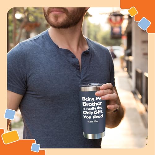NewEleven Funny Fathers Day Gift For Brother - Birthday Gift For Big, Little Brother, Siblings, Brothers In Law - Funny Gag Gifts For Young Men, Teen Boys - 20 Oz Tumbler - color: Being brother navy