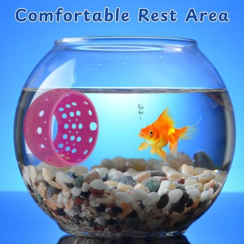 Betta Hideout Resting Spot with Filter Ball, Betta Fish Hides and Nitrifying Balls, Hammock Float Aquarium Accessories, Aquatic Tunnel with Suction Cups, Fish Tank Decorations, Aquarium Decor (Pink) - color: Pink