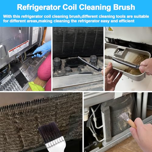 XANGNIER Refrigerator Coil Cleaning Brush Kit,5 Pack Fridge Coil Cleaner Tools Accessories,Sewer Drain Cleaner Brush for Toilet,Sink, Dryer Vent,Pipe,Shower,Appliance,Long Flexible Drain Brush - size: 5 pcs