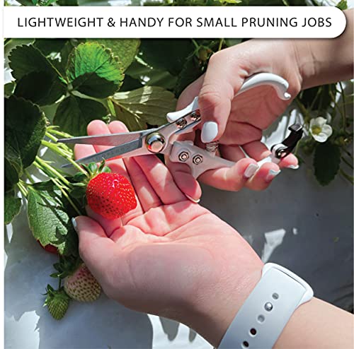 Plant Pruning Shears with Vegan Leather Sheath Garden Trimming Scissors with Belt Holster Bonsai Trimmers Herb Snips Flower Clippers Garden Tools 2 Piece Bundle (White & Black) - color: White & Black