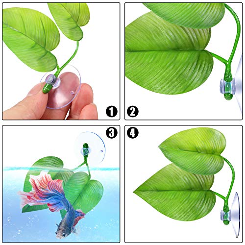 Boao 4 Pieces Betta Fish Tank Accessories Betta Leaf Hammock Pad Simulating The Natural Habitat for Tank Aquarium Spawning Grounds Breeding Resting Bed(Double Leaf) - style: Double Leaf