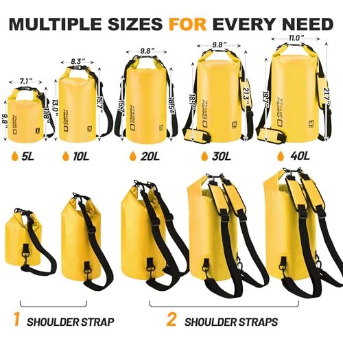 Waterproof Dry Bag, 5L/10L/20L/30L/40L Roll Top Lightweight Storage Backpack with Phone Case for Women & Men, Floating Waterproof Sack for Travel, Swimming, Kayaking, Paddle Board, Camping & Beach - color: YELLOW, size: 5L