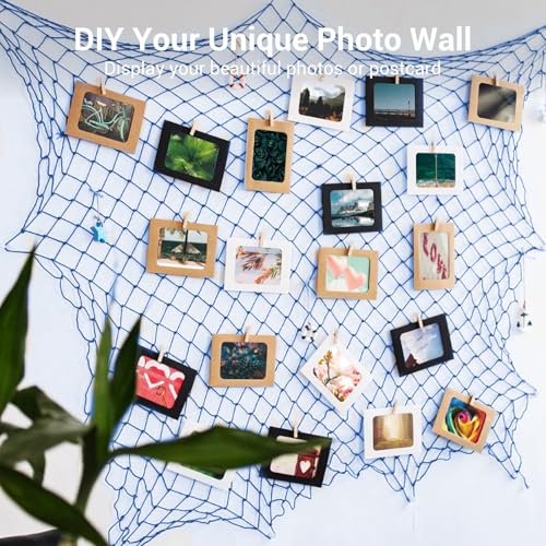 2 Pack Fish Net Decorations, 80x40 Inch Haze Blue Fishing Net Decor for Under The Sea Hawaiian Beach Them Party, 3mm Thick Natural Cotton Versatile Nautical Netting for Party Wall Table Ceiling Decor - color: Haze Blue, size: Large - 2 Pack