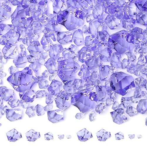 700 Pcs Purple Fake Ice Rocks 5 Sizes Acrylic Plastic Diamonds Crystals Gems Vase Fillers for Wedding Centerpieces DIY Craft Table Scatter Window Display Photography Props Home Decoration - color: Purple