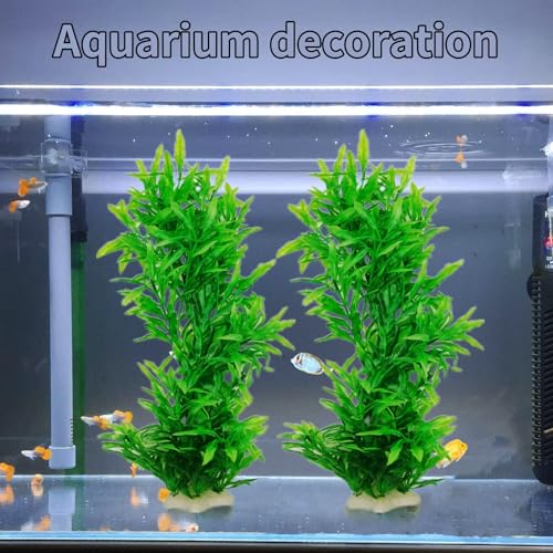 Tfwadmx Plastic Fish Tank Plants Decoration Artificial Seaweed Ornament for Fish Tank Decor Plastic Plant for Betta Shrimp 2 Pcs About 13 inch - color: Green-13''(2pcs)