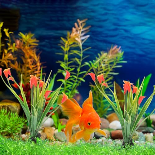 SEWACC 2Pcs Artificial Aquarium Plants for Fish Tank Decoration Realistic Plastic Fish Tank Plants for Desktop Aquarium Landscape Durable and Natural Look Accessories