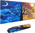 Hand Painted Landscape Trees Customized Large Extended Gaming Mouse Pad with Stitched Edges and Non-Slip Rubber Base,Suitable for Office and Home Use,31.5x15.7 Inches - color: Hand Painted Landscape Trees